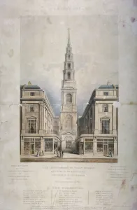View of St Brides Avenue including the premises of Pitman and Ashfield, City of London, 1825