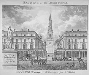Building Materials Gallery: View of St Brides Church, Fleet Street, through St Bride Avenue, City of London, 1830