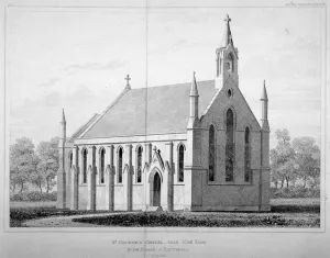 Battersea Prints: View of St Georges Chapel, Battersea, London, 1828