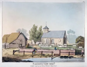Paddington Prints: View of St Marys Church, Paddington, London, 1791. Artist