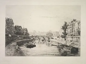 Maxime Lalanne Prints: View from St. Michel Bridge, 1865. Creator: Maxime Lalanne (French, 1827-1886)