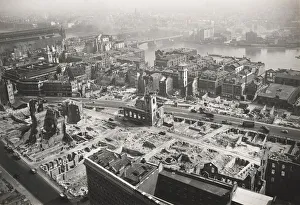 Blitz Prints: View from St Pauls Cathedral towards Southwark Bridge, London, World War II, 1942