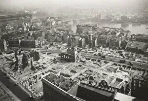Blitz Gallery: View from St Pauls Cathedral towards Southwark Bridge, London, World War II, 1942