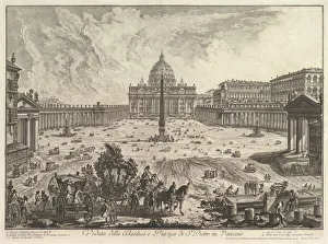 Giovanni Gallery: View of St. Peters Basilica and Piazza in the Vatican, from Vedute di Roma (Roman Vie