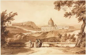 View of St. Peters, Rome, c. 1817-1820. Creator: Achille Etna Michallon (French, 1796-1822) View of St. Peters, Rome, c. 1817-1820. Creator: Achille Etna Michallon (French, 1796-1822)