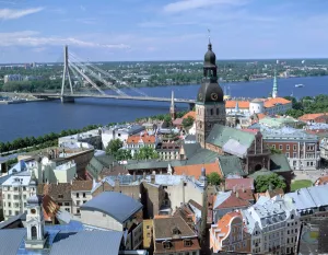 Latvia Prints: The view from St Peters spire, Riga, Latvia