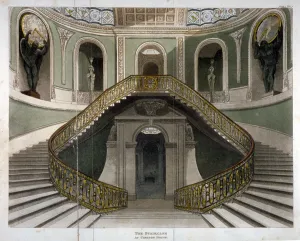 Henry Holland Prints: View of the staircase at Carlton House, Westminster, London, c1811