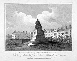 View of the statue of Charles James Fox in Bloomsbury Square, Bloomsbury, London, 1817