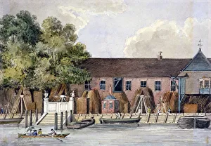 Charles Tomkins Prints: View of the Steelyard from the River Thames, Upper Thames Street, London, c1801