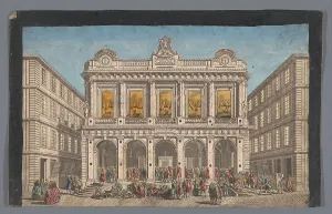 Prepared Paper Prints: View of the Stock Exchange in Lyon, 1745-1775. Creator: Anon