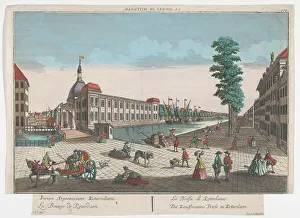 Pony And Trap Prints: View of the Stock Exchange in Rotterdam, 1742-1801. Creator: Anon