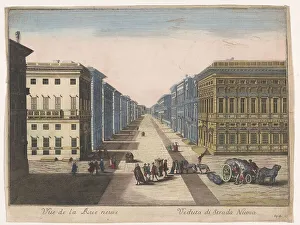 Genoa Liguria Italy Prints: View of the Strada Nuova in Genoa, 1700-1799. Creator: Unknown