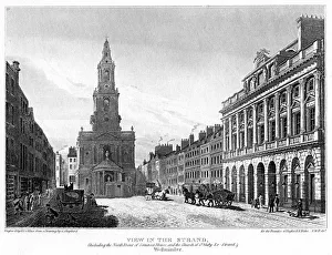 View of the Strand, Westminster, London, 1810.Artist: H le Keux View of the Strand, Westminster, London, 1810.Artist: H le Keux