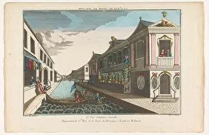 Vanishing Point Prints: View of a street on a canal in Leiden, 1735-1805. Creator: Unknown