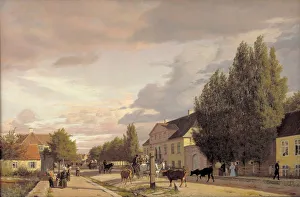Kobke Prints: View of a Street in Osterbro outside Copenhagen