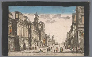 Prepared Paper Prints: View on a street towards the sea in Naples, 1745-1775. Creator: Anon