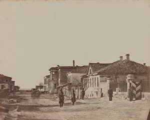 Guarding Collection: View of Street with Soldiers, 1855-1856. Creator: James Robertson