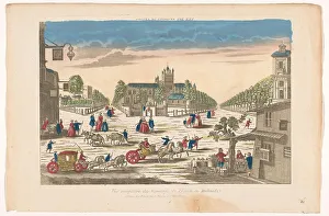 Road Junction Prints: View of streets and a square with a church in the vicinity of the city of Leiden