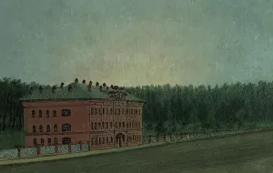 Research University Prints: View of the Student Hostel on the Right Corner of the University Grove