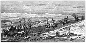 Lesseps Prints: View of the Suez Canal, Egypt, 1900