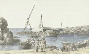 Ducros Abraham Louis Rodolphe Prints: View of Taranto and harbour of Luogo Vivo, 1778. Creator: Louis Ducros