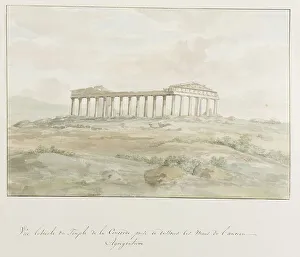 Sketch Book Prints: Side view of the Temple of Concordia within the walls of Ancient Agrigento