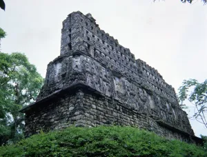 Back view of the temple number 33, known as Temple of the bird and the jaguar in Back view of the temple number 33, known as Temple of the bird and the jaguar in