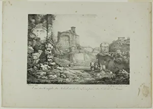 Charles Philibert De Lasteyrie Prints: View of the Temple of the Sun and Moon from the Coliseum in Rome