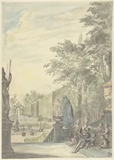 Garden Design Prints: View from a terrace in an ornamental garden, 1705-1769. Creator: Daniel Marot