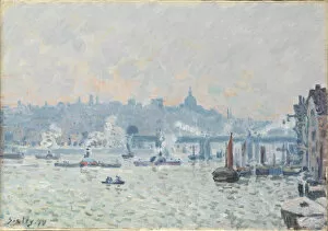 Alfred 1839 1899 Gallery: View of the Thames: Charing Cross Bridge, 1874