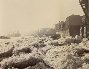 Stepney Prints: View of the Thames above Limehouse, London, during the frost of February 1895. Artist