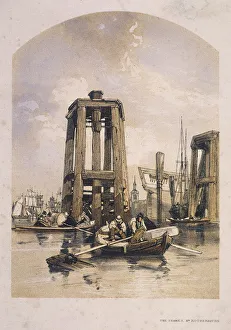 Rotherhithe Prints: View of the Thames near Rotherhithe, Bermondsey, London, c1840