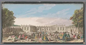 Jean Rigaud Prints: View of the front of the Grand Trianon in the garden of Versailles