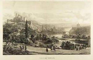 Rocky Landscape Prints: View of Tiflis, 1830s. Artist: Engelmann, Godefroy (1788-1839)