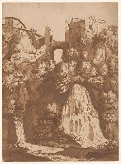 Tibur Prints: View of Tivoli with the Bridge Over the Anio Waterfall