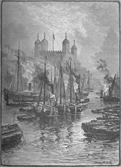 View of the Tower from London Bridge, 1890. Artist: Hume Nisbet