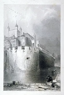London Bridge Gallery: View of the Tower of London from the moat, c1830