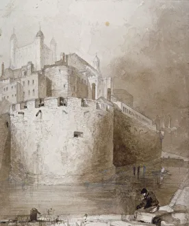 View of the Tower of London from the moat, c1830