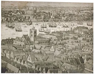 View of the Tower of London from the south with boats on the River Thames, 1647. Artist