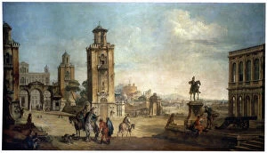 Images Dated 28th May 2010: View of a Town, 18th century. Artist: Francesco Battaglioli