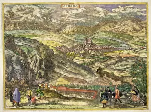 Braun Gallery: View of the town of Alhama (Granada). Engraving for the work Civitates Orbis Terrarrum