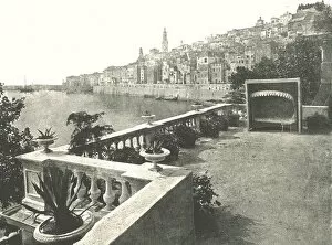 Balustrade Collection: View of the town from the bay, Menton, France, 1895. Creator: Unknown