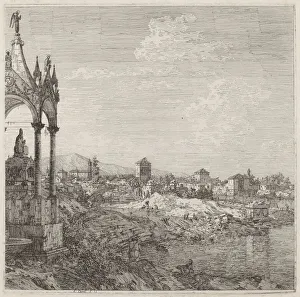 View of a Town with a Bishops Tomb, c. 1735 / 1746. Creator: Canaletto