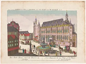 Imperial Franciscan Academy Prints: View of the Town Hall and the Stock Exchange in Aachen