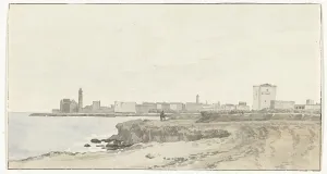 Sketch Book Prints: View of Trani located on the coast, 1778. Creator: Louis Ducros