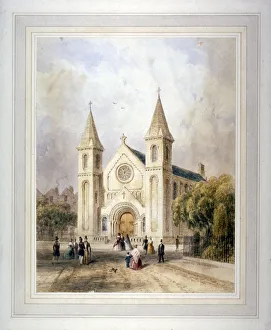 Th Shepherd Prints: View of an unknown religious building in Regent Square, St Pancras, London, 1842