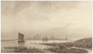 Waterscape Prints: View of Veere, 1855. Creator: Petrus Franciscus Greive