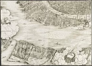 Barbari Jacopo De Gallery: View of Venice [lower left block], 1500. Creator: Jacopo de Barbari