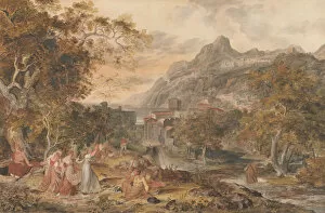 Campania Gallery: View of Vietri with Young Country Women Dancing for Shepherds in the Foreground, 1800