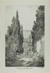 Tivoli Prints: View of the Villa d'Este, 1817. Creator: Claude Thiénon